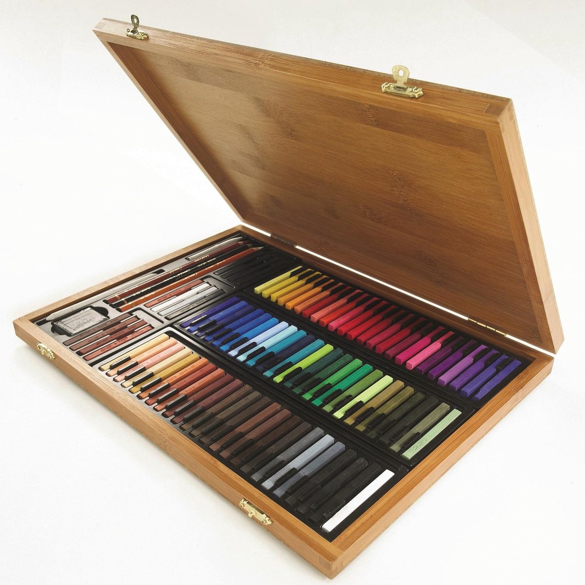 Conté à paris 50174 Bambus-Kunstset 84 Quadrate + Zubehör | Pastell-Zeichenset im Bambusetui