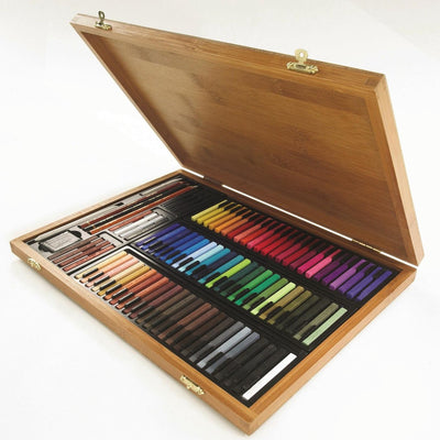 Conté à paris 50174 Bambus-Kunstset 84 Quadrate + Zubehör | Pastell-Zeichenset im Bambusetui