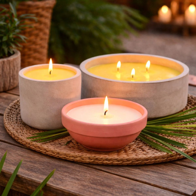 Arti casa Citronella-Kerze – 22 Stunden Brenndauer – Zementtopf – 10 x 10 cm – für Garten und Balkon