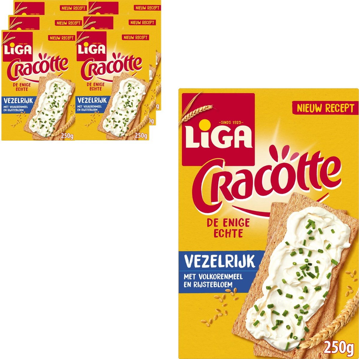Luftige Cracker von Liga Cracotte, reich an Ballaststoffen, 6 x 250 g – Cracker – Brotersatz – reich an Ballaststoffen – Frühstück
