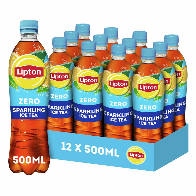 Lipton Eistee-Sprudelflasche – Null Zucker – ohne Zucker – 12 x 500 ml – Vorteilspack