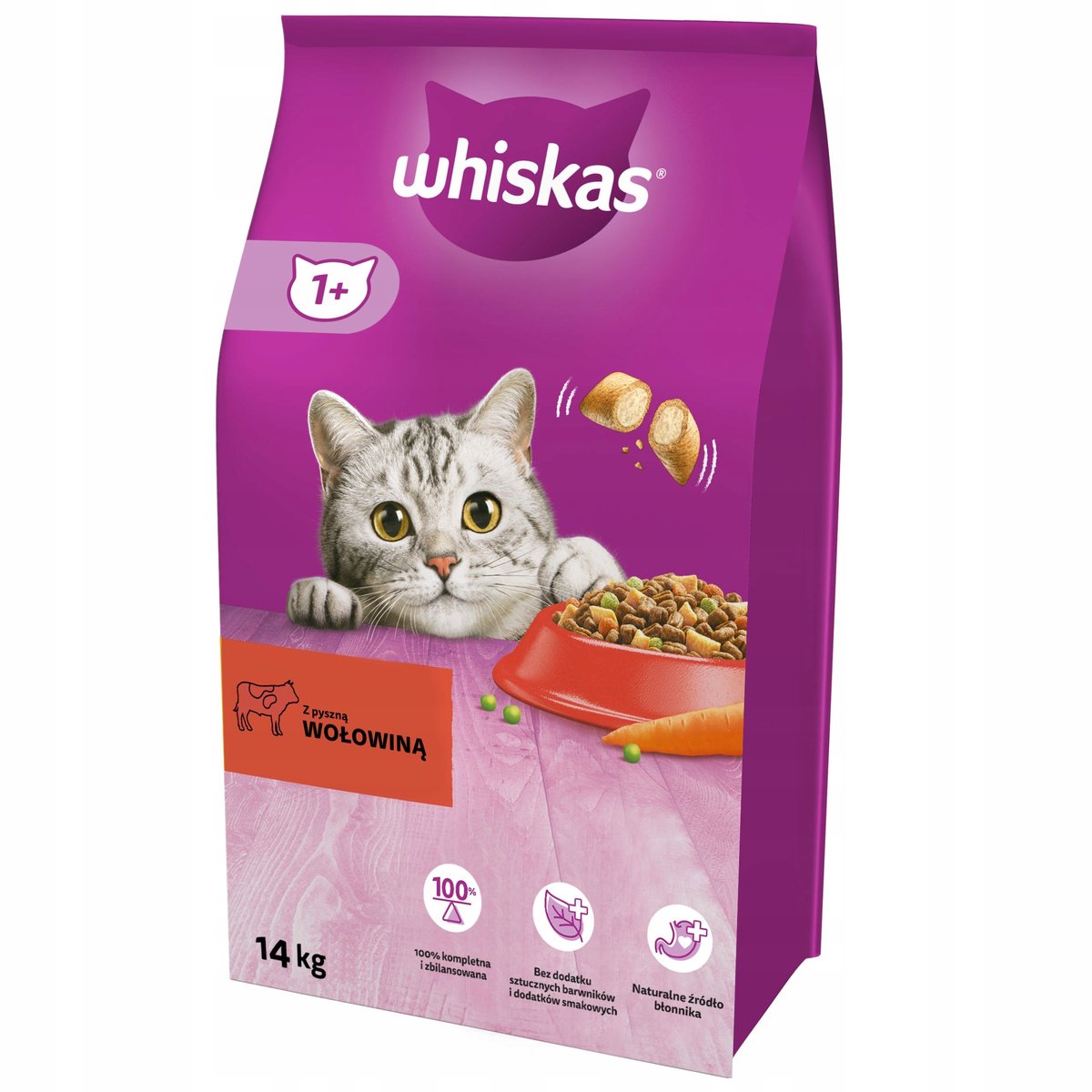 Whiskas – Trockenfutter für ausgewachsene Katzen – Rind – Karotte – 14 kg