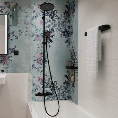 Hansgrohe activatera s - Showerpipe - Ecosmart Wassersparen - Ecostat Thermostat - 240mm Größe - 1 Strahlfunktion - Mattschwarz