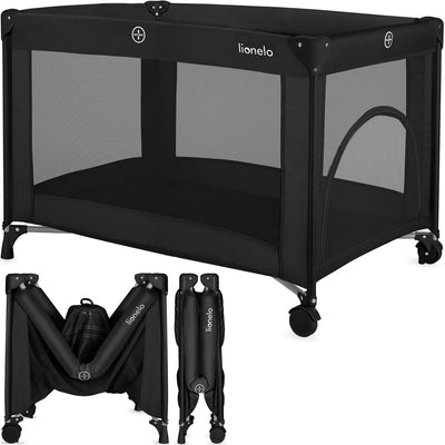 Lionelo Amelie Campingbett 3in1: Babybett + Reisebett + Laufstall – mit bequemer Matratze – kompakt und leicht – Seiteneingang – Reisetasche – 70x100 cm