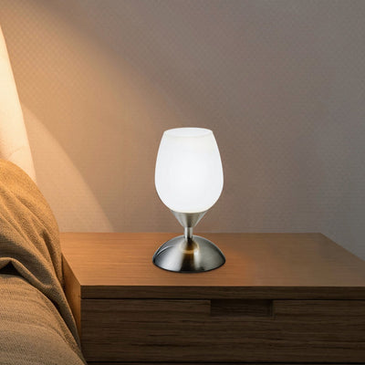 B.k.licht – Tischlampe – dimmbare Nachttischlampe – Wohnzimmer-Tischlampe mit Glas – E14-Fassung – H: 19,5 cm