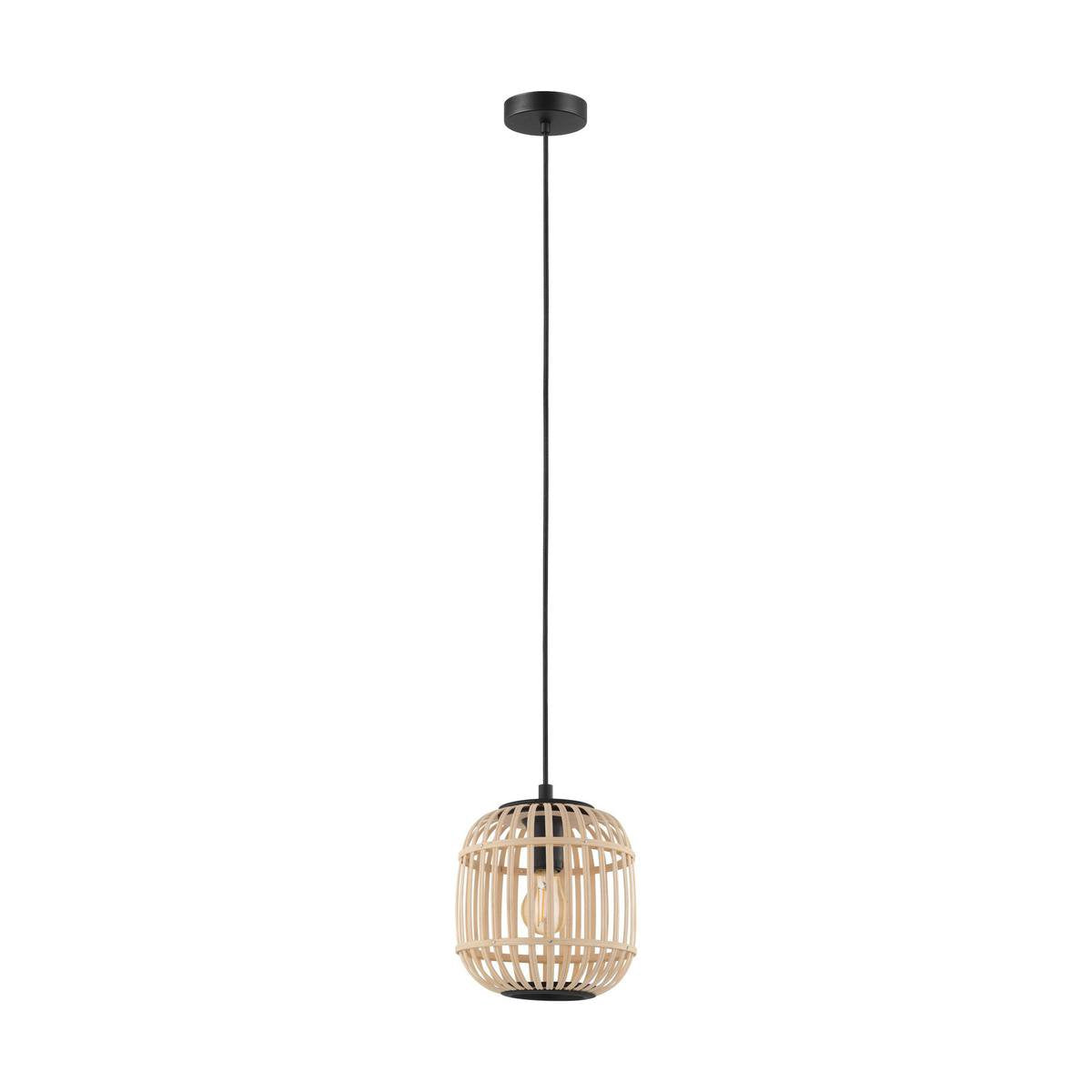 Eglo Bordesley-Hängelampe – 1 Licht – ø21 cm. - e27 - Bambus, Rattan - Schwarz, Braun