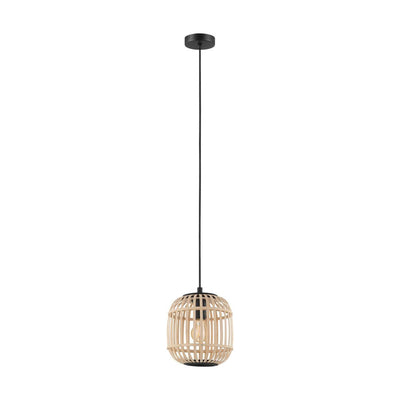 Eglo Bordesley-Hängelampe – 1 Licht – ø21 cm. - e27 - Bambus, Rattan - Schwarz, Braun