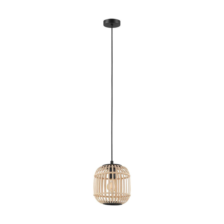 Eglo Bordesley-Hängelampe – 1 Licht – ø21 cm. - e27 - Bambus, Rattan - Schwarz, Braun