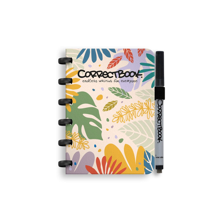 Correctbook a6 löschbares Notizbuch – wiederverwendbares Notizbuch – botanische Schönheit – blanko – inklusive Stiftwischtuch – kann mit zusätzlichen Seiten ergänzt werden