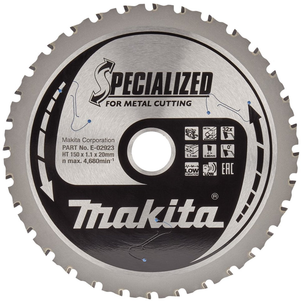 Makita Zubehör Kreissägeblatt Stahl spezialisiert 150x20x1,1 32t 0g - e-02939