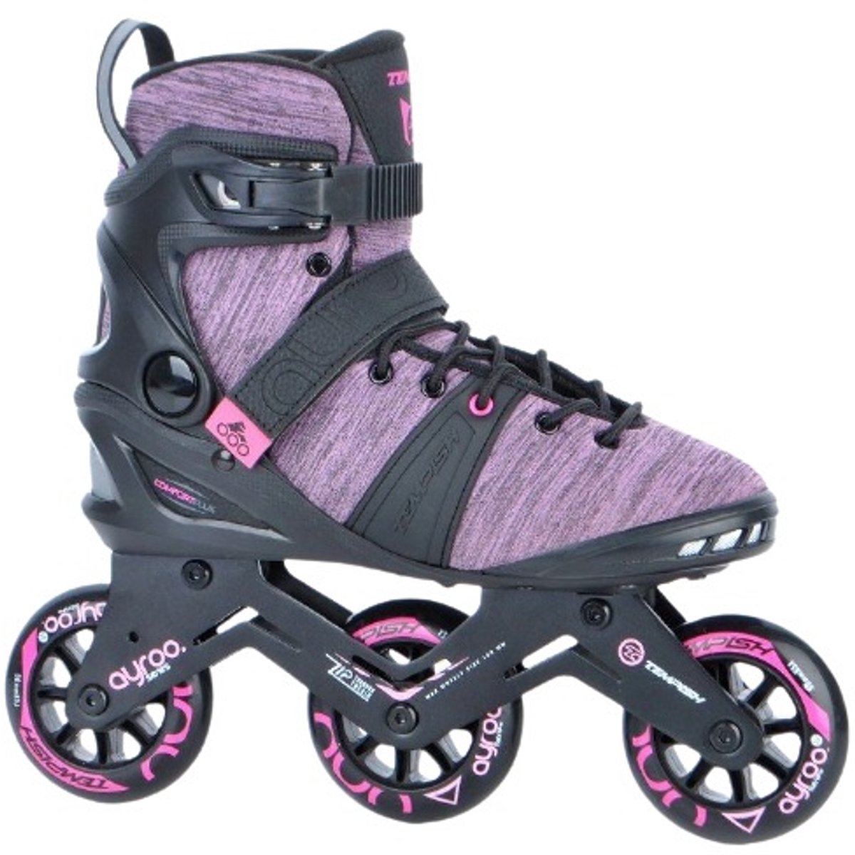 Tempish Ayroo 3x90 Damen Inline-Skates – 3 Rollen 90 mm – Fitness-Speed-Inline-Skates – Schwarz Pink – Größe 41