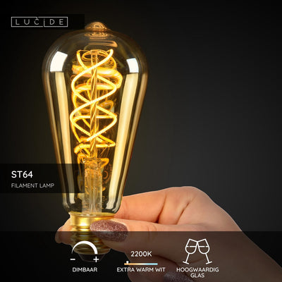 Lucide st64 - Glühlampe - ø 6,4 cm - LED dimmbar - E27 - 1x4,9W 2200K - Bernstein