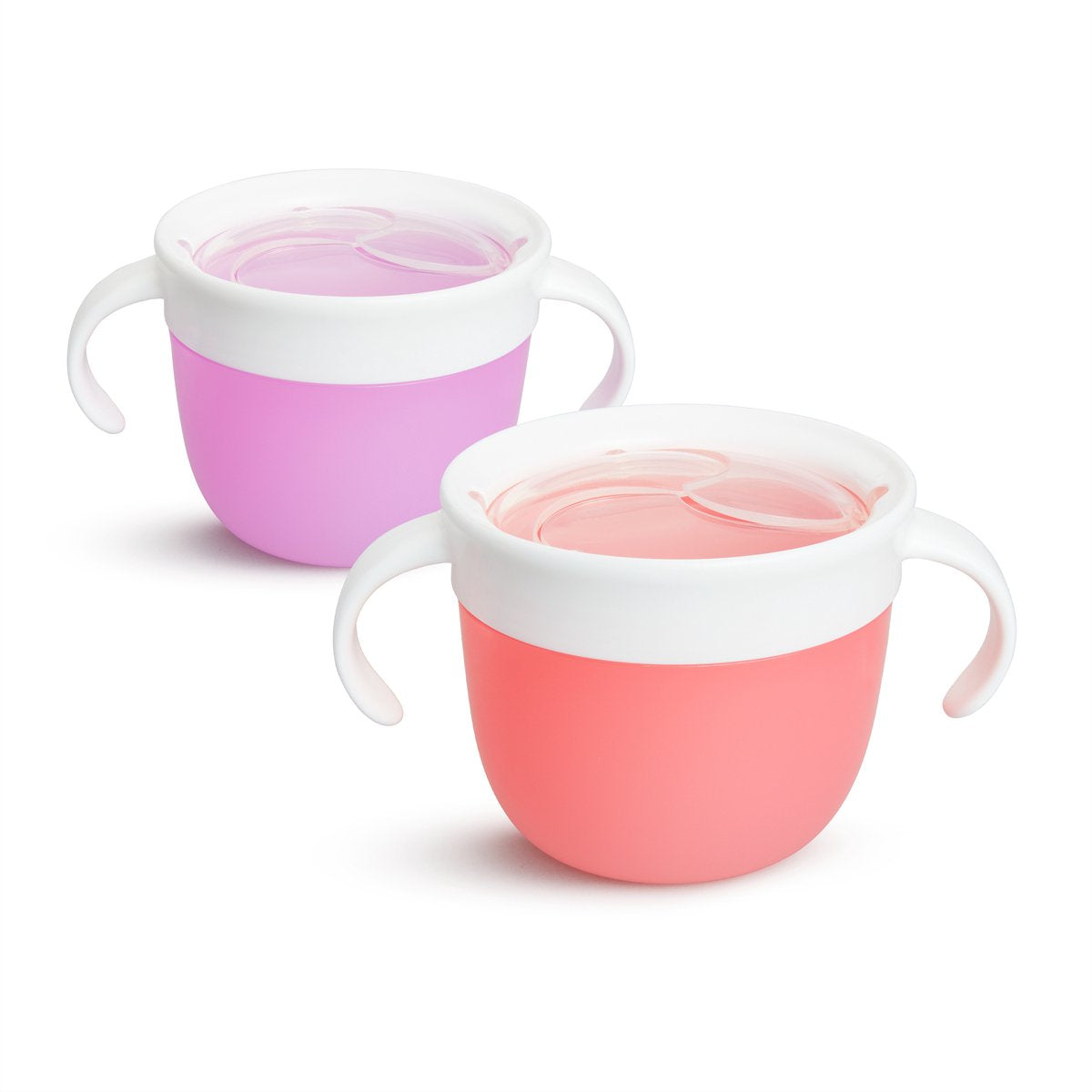 Munchkin Babynapf 2er-Pack – Snackfänger – auslaufsicherer Snackhalter für Kleinkinder – Futternapf – Kindergeschirr – Rosa Lila
