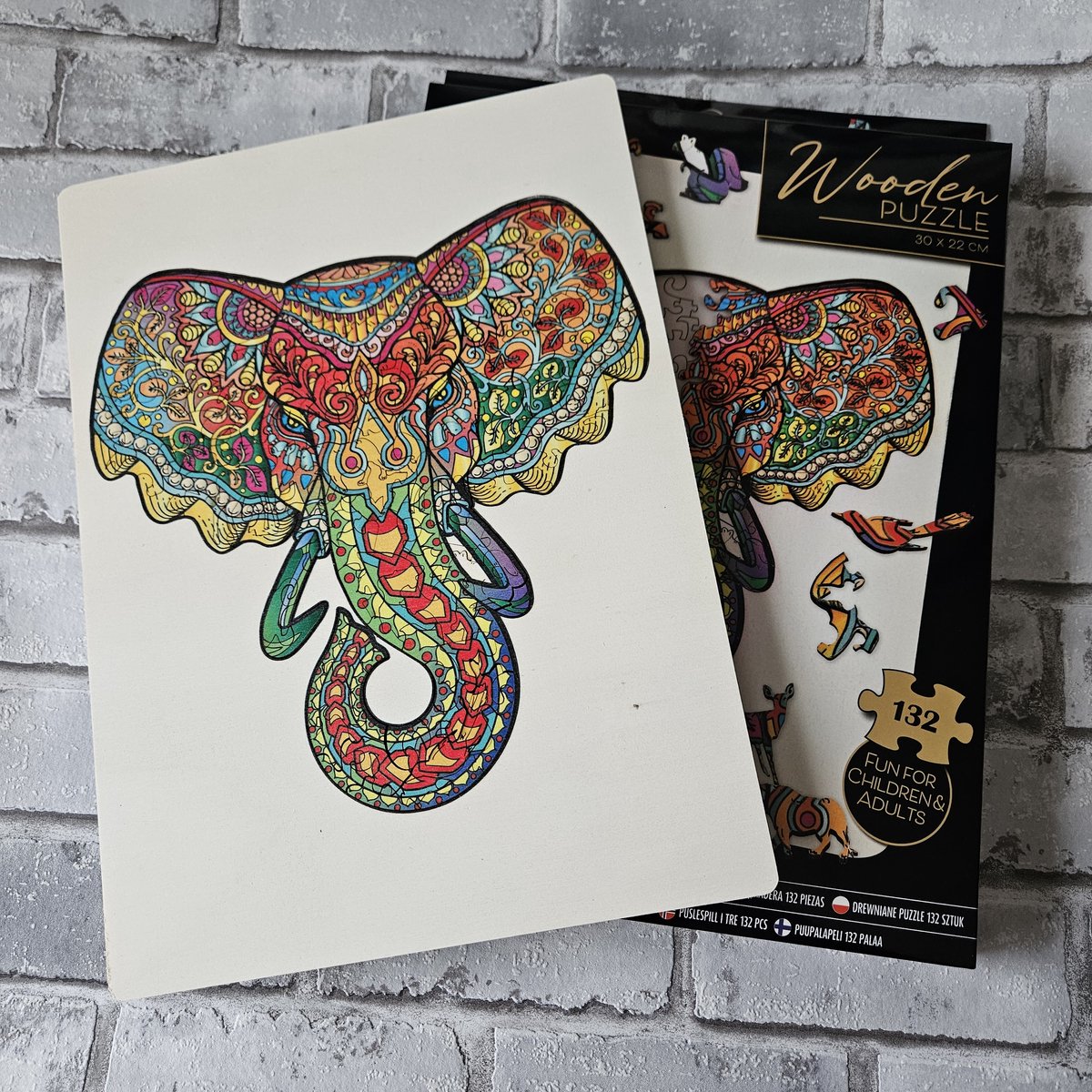 Grafix Holzpuzzle Elefant | einzigartige Puzzleteile in Form von Tieren | 137 Puzzleteile | Puzzle für Kinder und Erwachsene | Größe 30 x 22,5 cm | Geschenk für Jung und Alt
