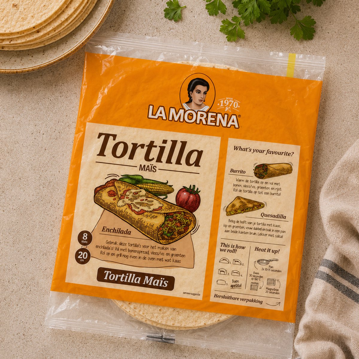 La Morena Tortilla Wraps mit 15 % Mais – 14 x 320 Gramm