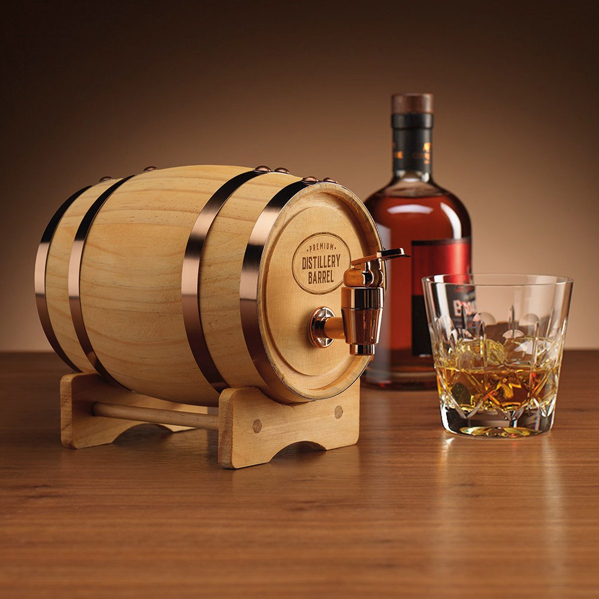 Ingenious Gifting Mini-Whiskyfass aus Holz – Dekanter – 600 ml – Hahn und Einfüllloch – Whiskyfass – 89015