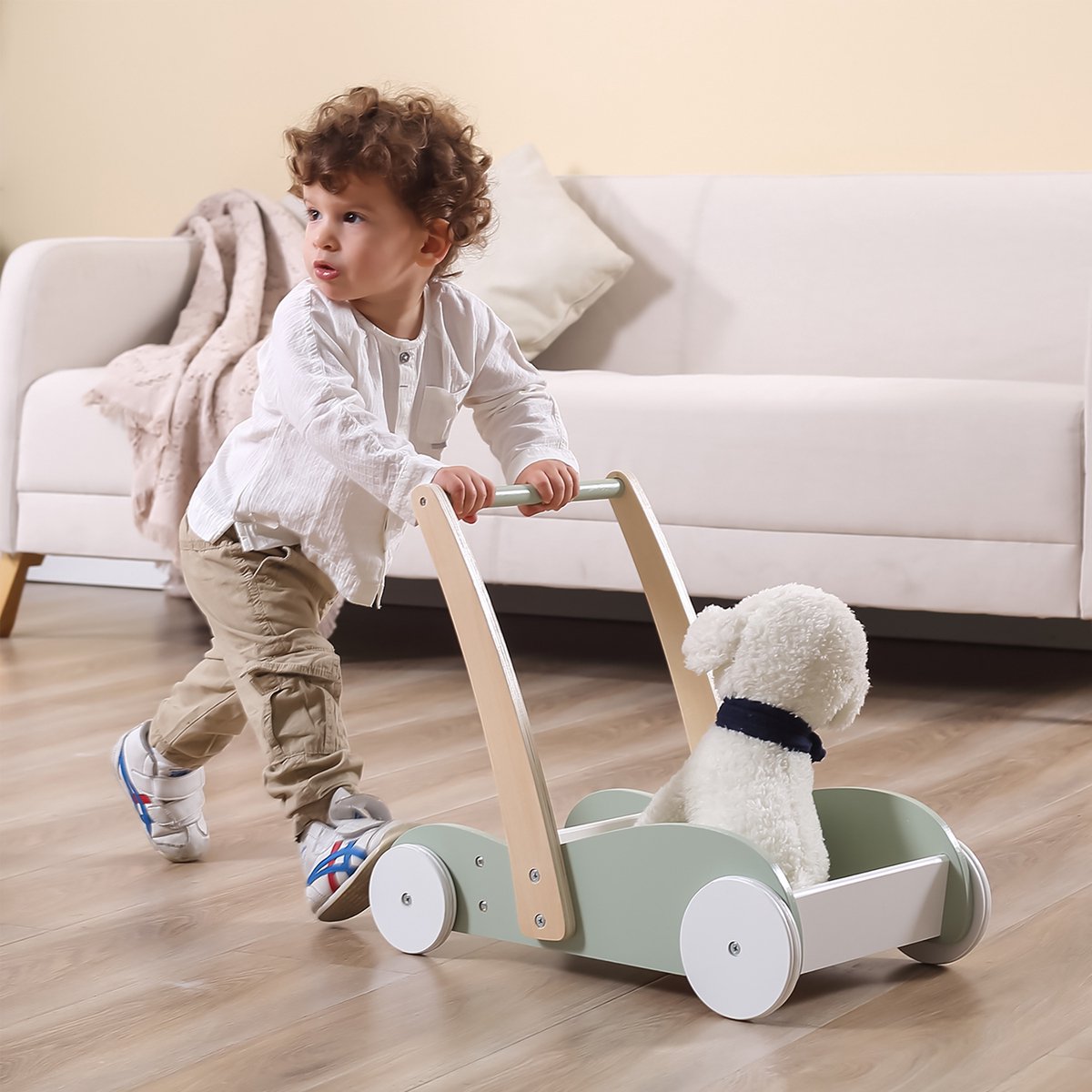 Polarb – Lauftrainer aus Holz – Laufwagen – neuwertig