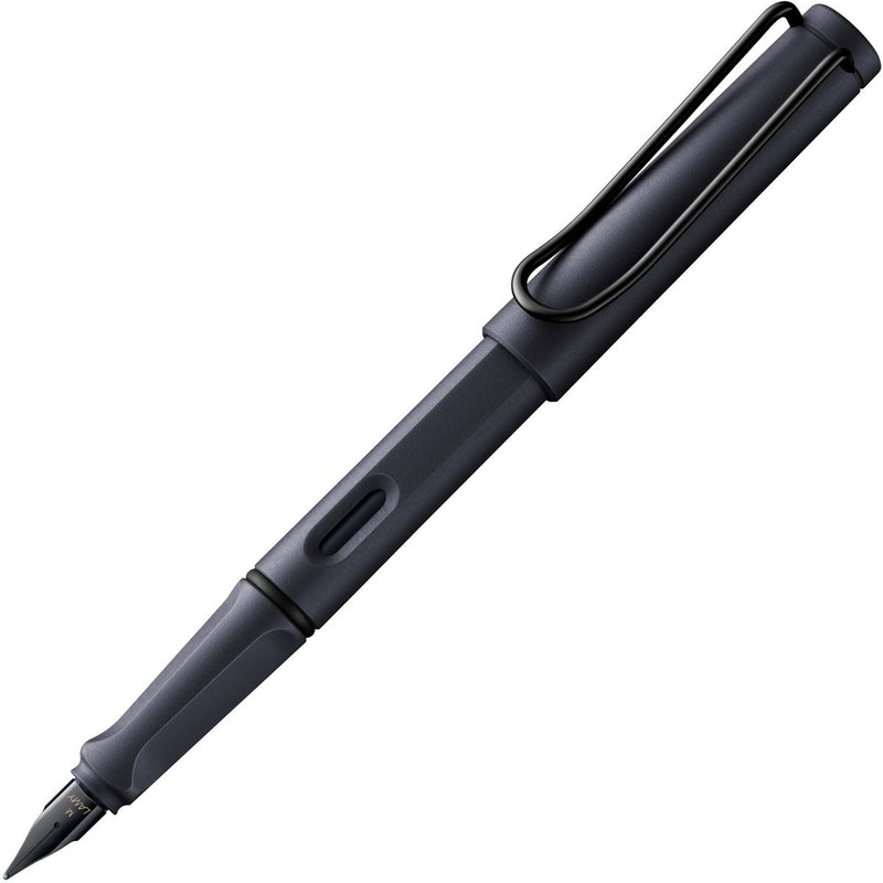 Lamy Safari Steel Black Füllfederhalter | ergonomischer Griff | ASA-Kunststoff | Stahlfeder m | inklusive blauer T 10 Tintenpatrone – Rechtshänder