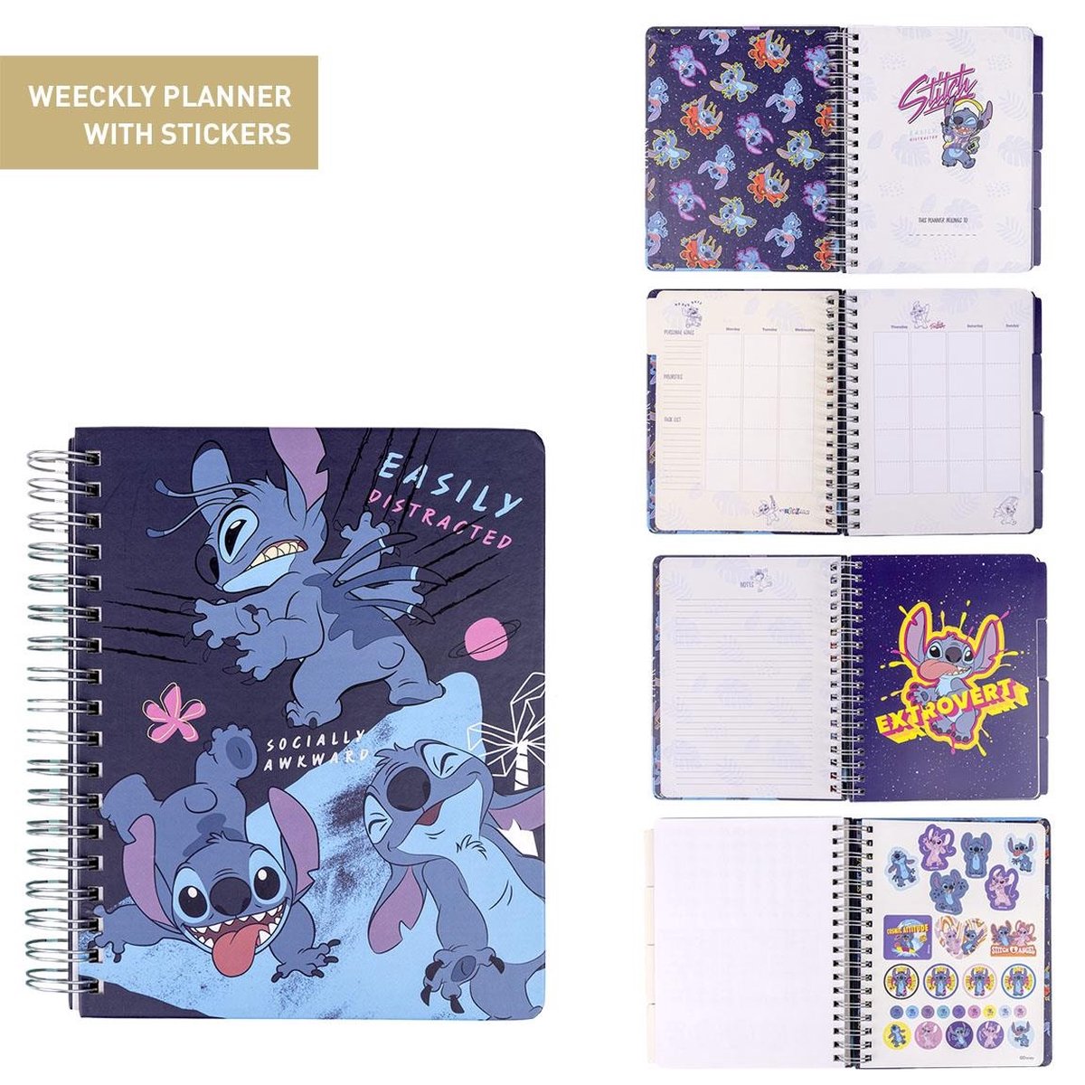 Cerdá Life's Little Moments Wochenplaner – Stitch-Wochenplaner mit Stitch-Aufklebern – Familienplaner – To-Do-Planer