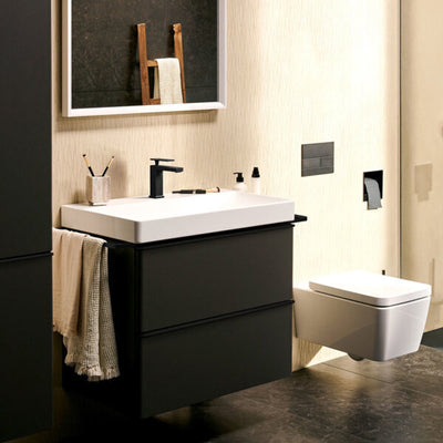 Hansgrohe tecturis e – Waschtischarmatur – Einhebelbedienung – Kaltstart energiesparend – mit Ablaufgarnitur – Größe 110 mm – gebürstete Bronze