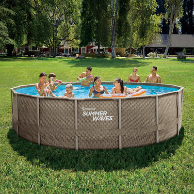 Sommerwellen Schwimmbad Elite Rahmen 488 x 122 cm dunkler dreifacher Korbweave + Filterpomp