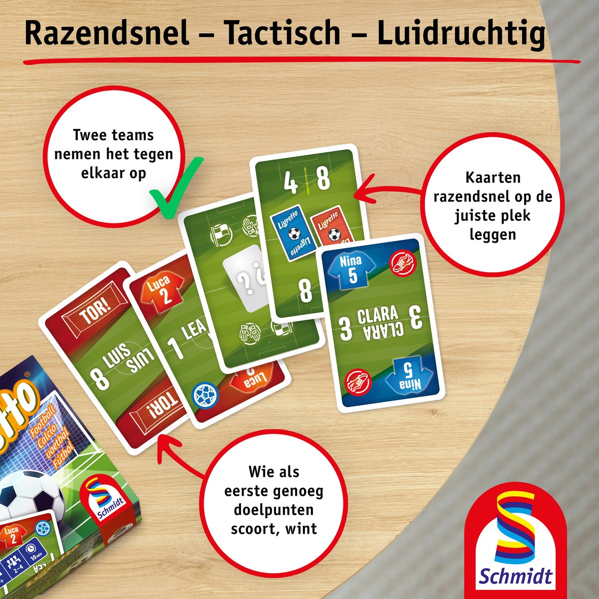 Schmidt® - ligretto® Fußball - Fußball - Kartenspiel - schnelles Reaktionsspiel - ab 7 Jahren - 2-4 Spieler
