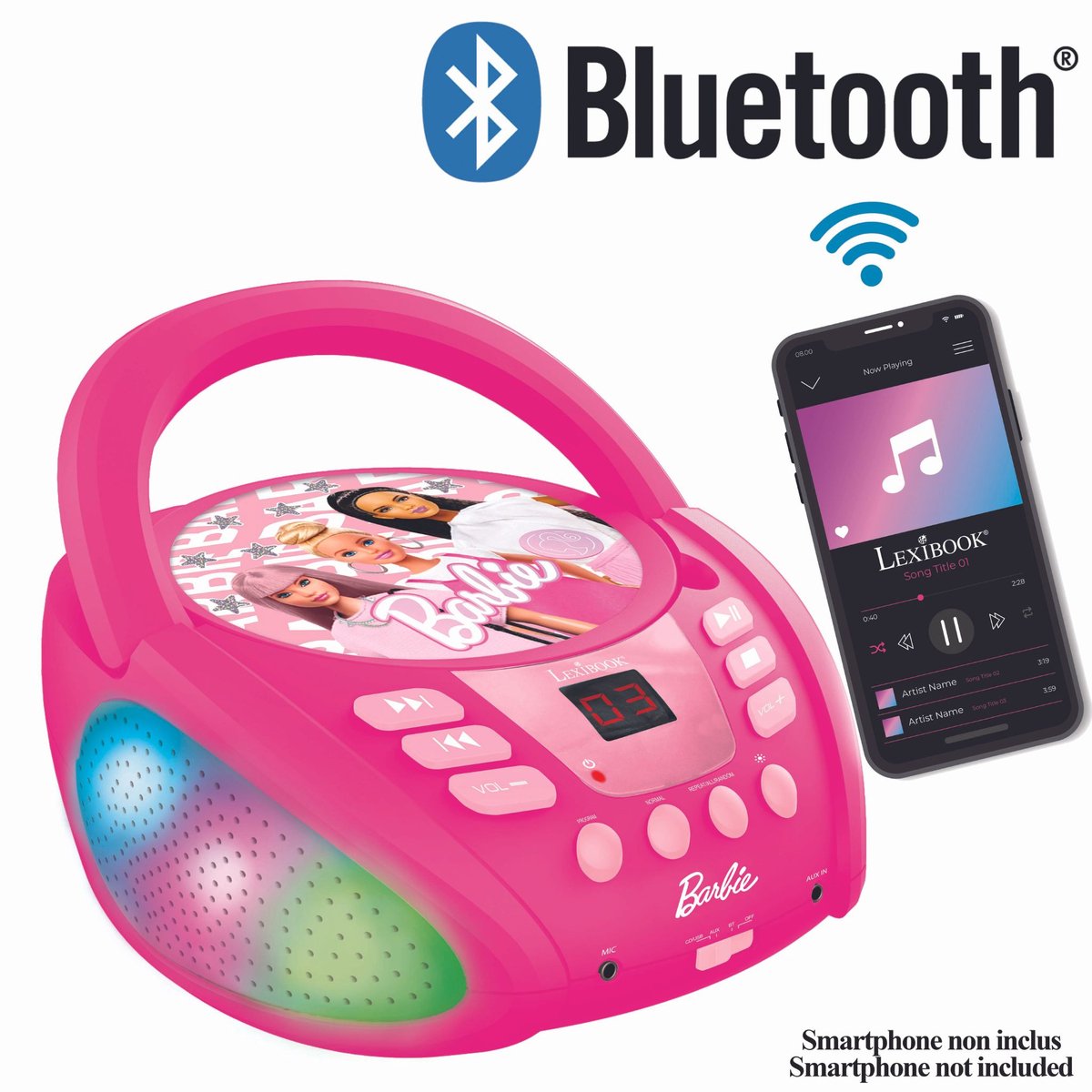 Lexibook Barbie Bluetooth-CD-Player mit Lichteffekten