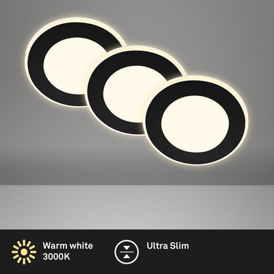 Briloner gima – 3er-Set LED-Einbaustrahler – mit Nachtlichtfunktion – Memory-Funktion – warmweißes Licht – ø9,3 cm – schwarz