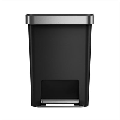 Simplehuman rechteckiger Treteimer mit 45 Litern – mit Beutelhalter – Schwarz – Kunststoff