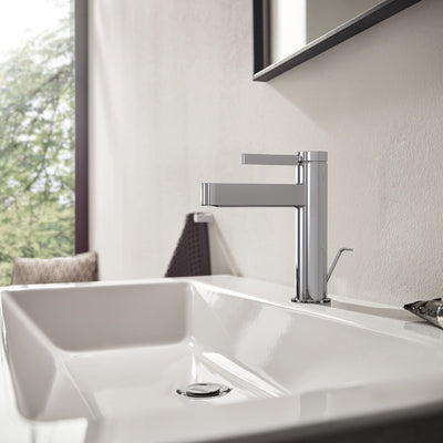 Hansgrohe finoris – Waschtisch-Mischbatterie – Einhebelbedienung – Kaltstart-Energiesparfunktion – mit Ablaufgarnitur – 110 mm – Chrom