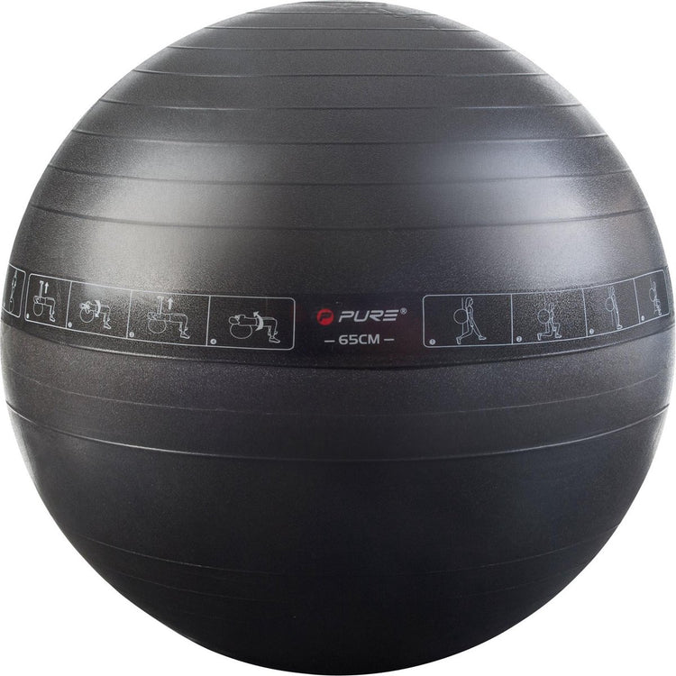 Pure2improve – Fitnessball – mit Übungen – 65 cm – inklusive Handpumpe