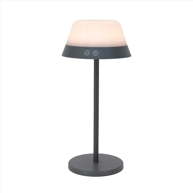 Eglo Meggiano Tischleuchte – Touchdimmer – kabellos – 32 cm – Grauweiß – einstellbares RGB-Weißlicht – wiederaufladbar – Außen- und Innenbereich