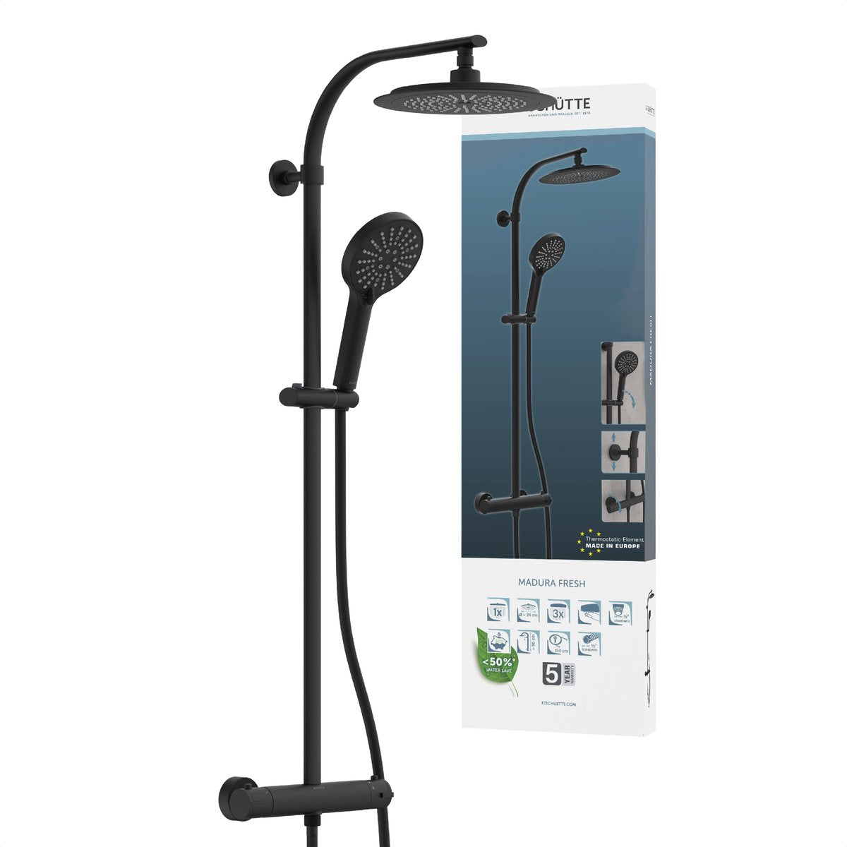 Schütte Schütte Regendusche Set Madura Fresh Matzwart