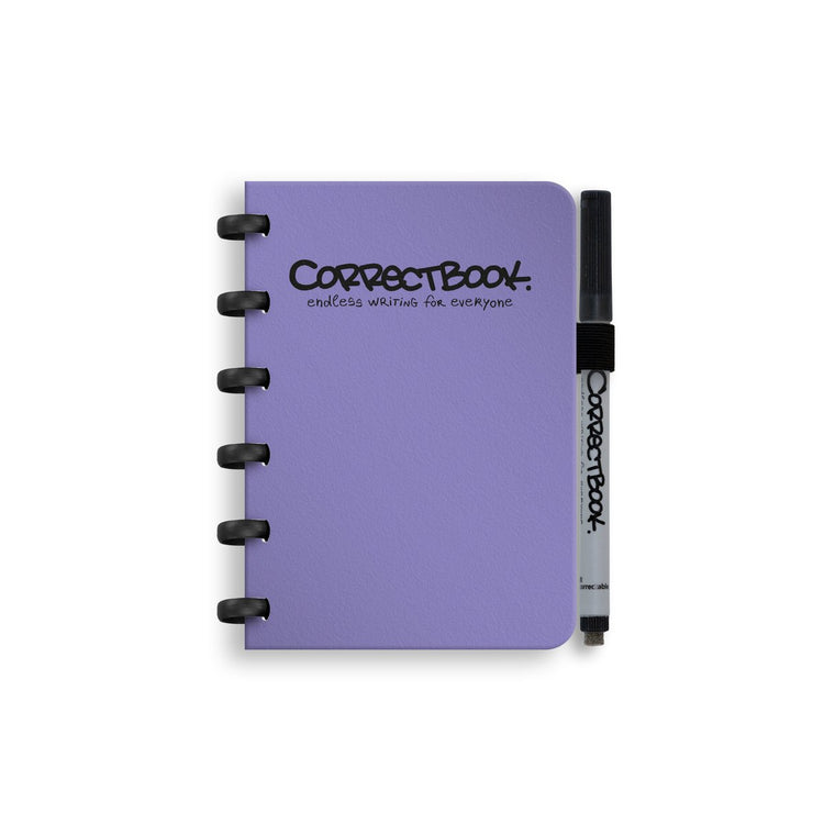 Correctbook A6 löschbares Notizbuch – Petunia Purple – liniert – wiederverwendbares Notizbuch – inklusive Stiftwischtuch – kann mit zusätzlichen Seiten ergänzt werden