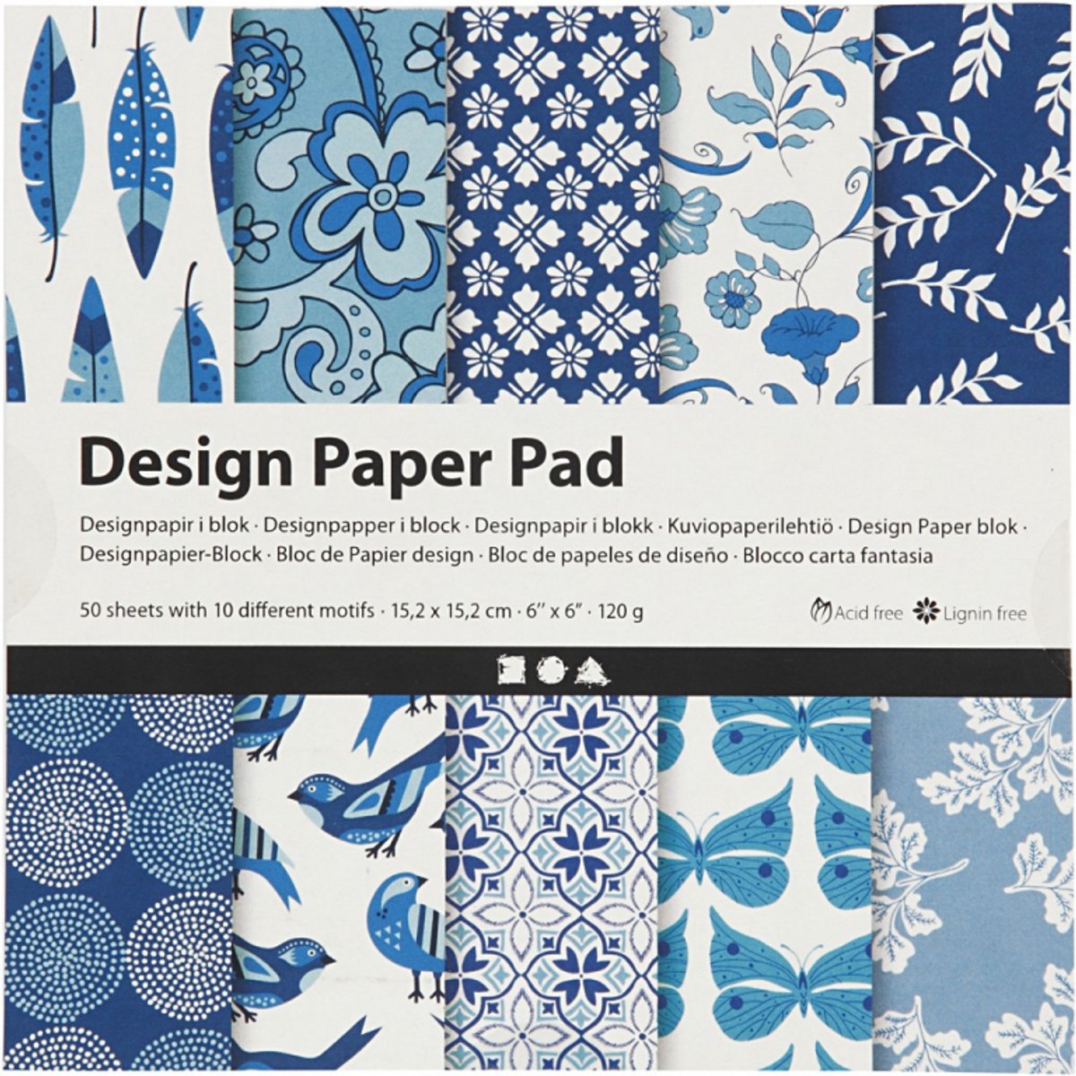 Creativ Company Design Paper Block Blue, 50 Blätter