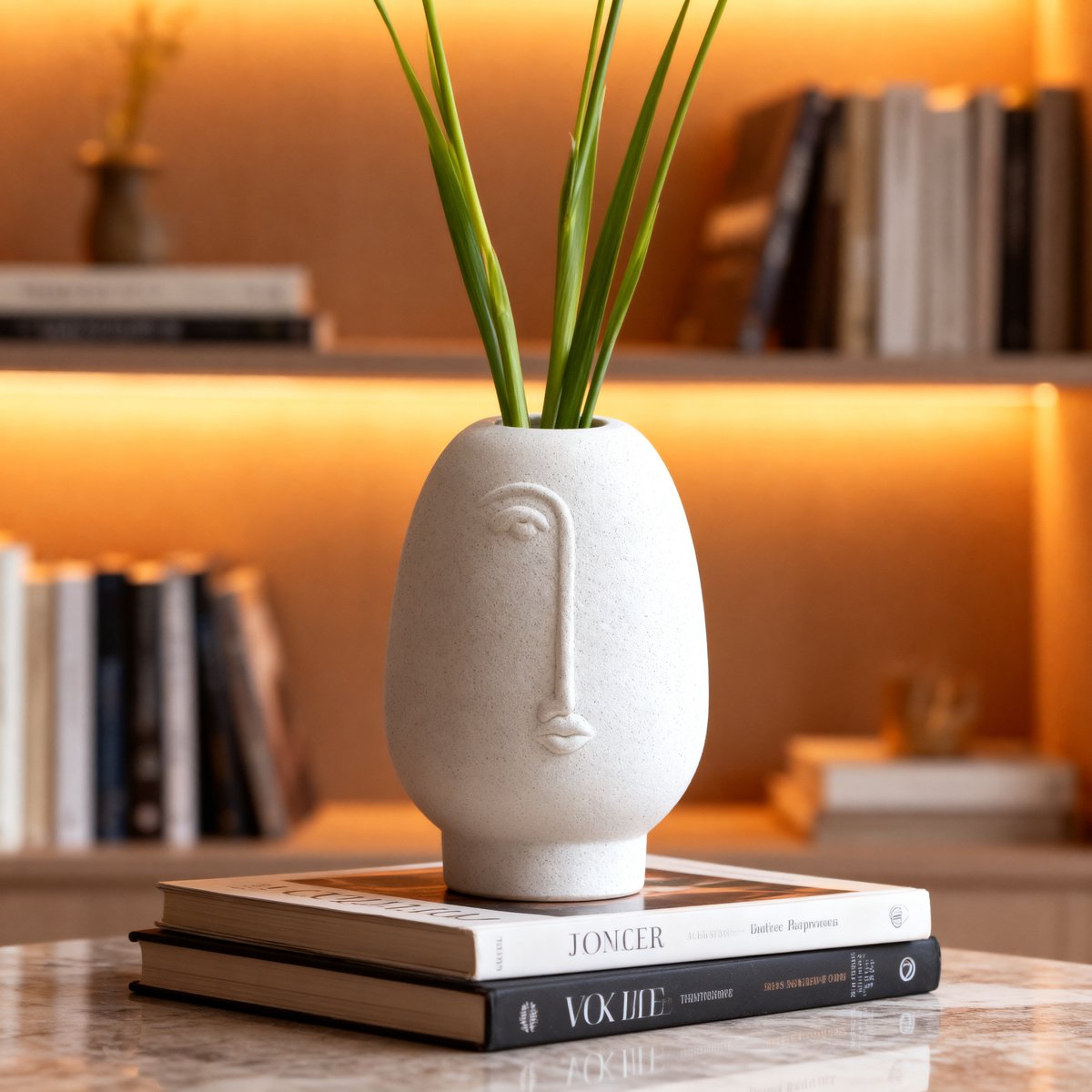Arti casa dekoratives Vasengesicht – weiße Vase mit Reliefdesign – moderne Vase für Blumen und Innendekoration – ø12 x 17 cm – weiß
