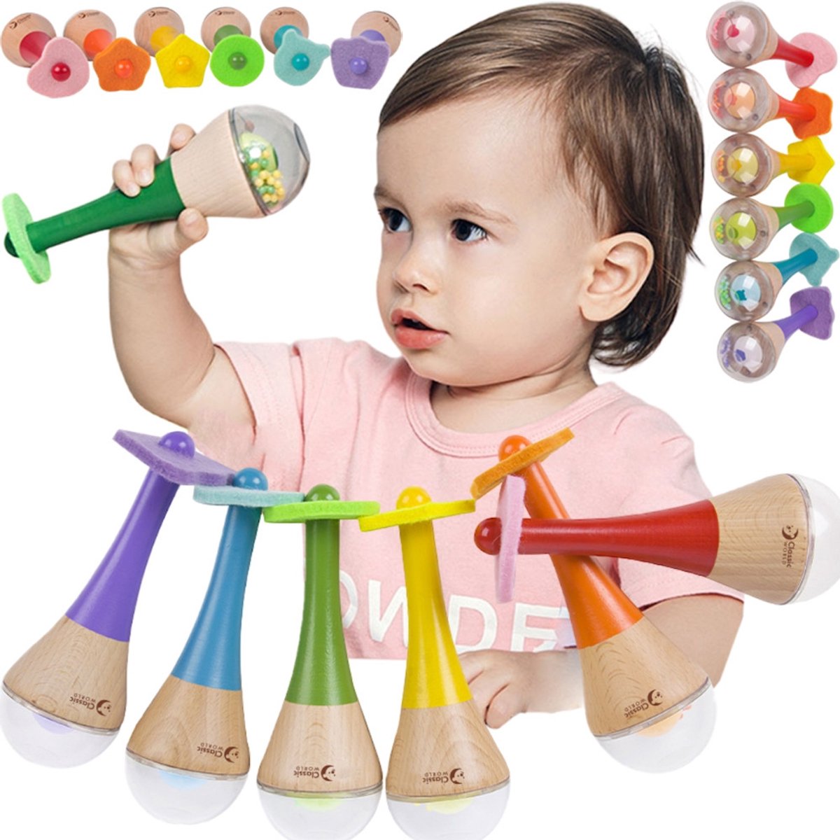 Klassische Welt der Welt Holz Regenbogen Maracas