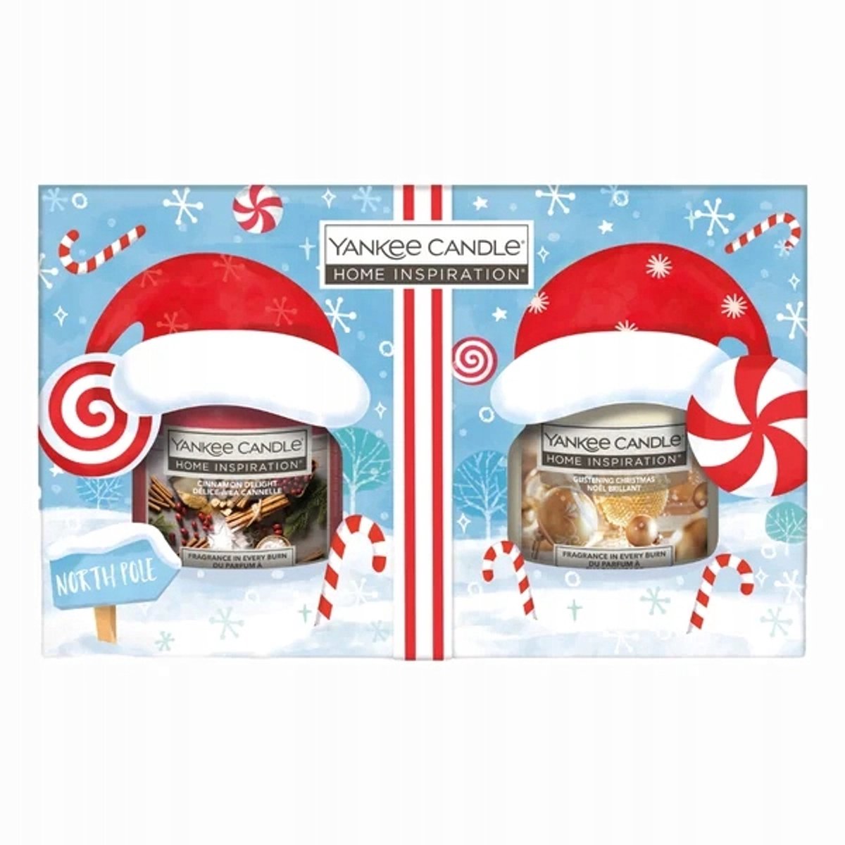 Yankee Candle Home Inspiration – Geschenkset mit 2 kleinen Gläsern – Weihnachtsgeschenk – 70 Brennstunden – glitzernde Weihnachten mit Zimtgenuss