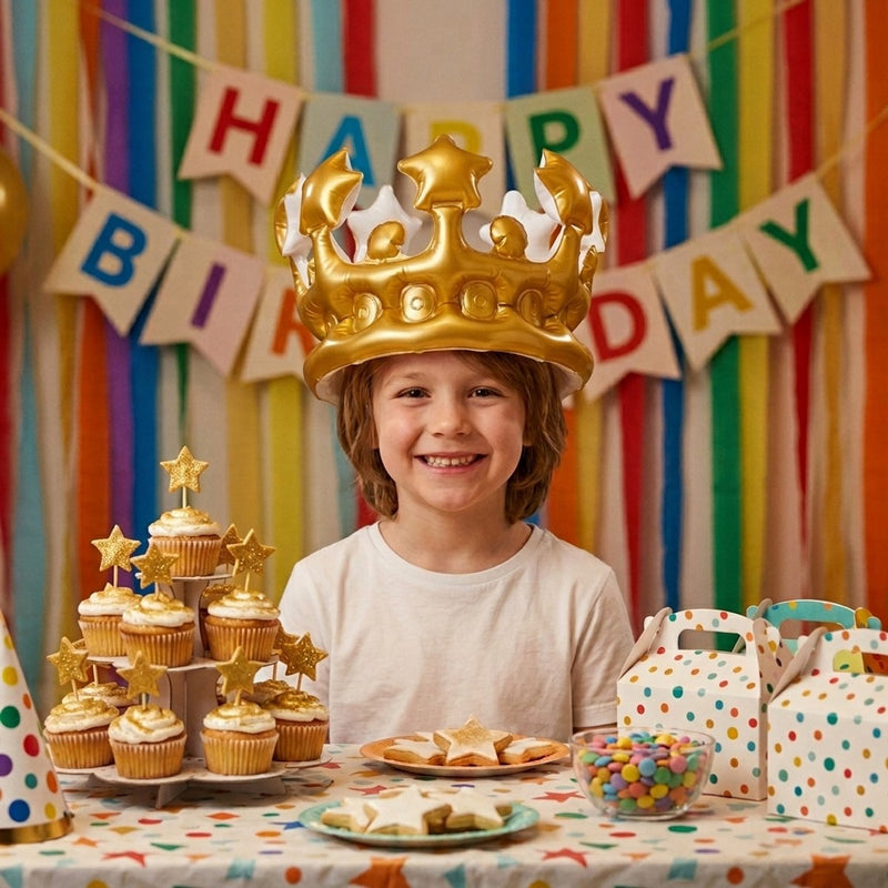 Party Casa Partykrone aufblasbar – King Dress Up Accessoire – Kopfaccessoire für Party und Geburtstag – Gold
