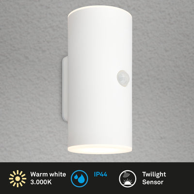 Briloner - Lampe d'extérieur - Lima - Bewegungsmelder - Dämmerungssensor - wiederaufladbarer Akku - USB-Aufladung - Spritzwasserschutz - 15,5 x 7 x 8,5 cm - Weiß