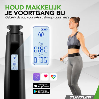 Tunturi Smart Jump Rope - Springseil - für Kinder und Erwachsene - Bluetooth - 4 Programme - einstellbar - inkl. Anzeige und App