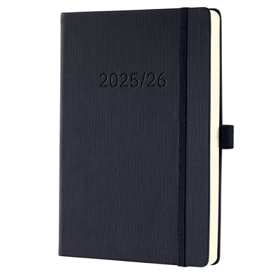 Sigel Wochenkalender mit Notizseite Conceptum – Format A5 – Jahr 2025 2026 – 18 Monate – Schwarz – Hardcover – si-c2603