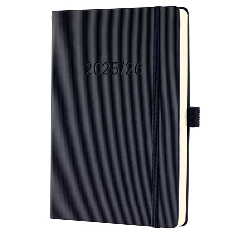 Sigel Wochenkalender mit Notizseite Conceptum – Format A5 – Jahr 2025 2026 – 18 Monate – Schwarz – Hardcover – si-c2603