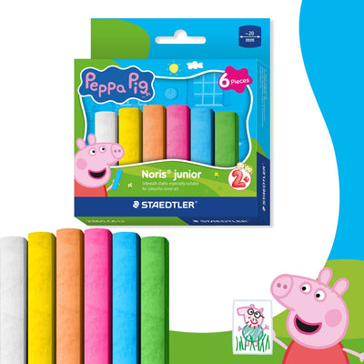 Staedtler Peppa Pig x Noris Junior Gehwegkreide – Set mit 6 Stück