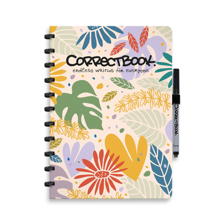 Correctbook A4 löschbares Notizbuch – botanische Schönheit – blanko – wiederverwendbares Notizbuch – inklusive Stiftwischtuch – kann mit zusätzlichen Seiten ergänzt werden
