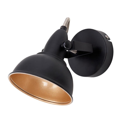 Briloner Soft - Wandlampe - Deckenspot - 1-flammig - dreh- und drehbarer Strahler Retro-Vintage-Version - Fassung: E14 max. 40 Watt - Metall - Schwarz-Gold - 15,6 x 10 cm