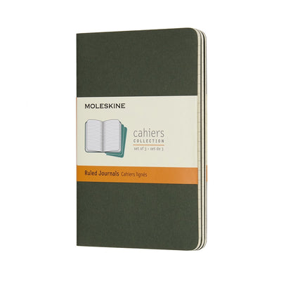 Moleskine Cahier-Tagebücher – Taschenformat – liniert – grün – 3er-Set
