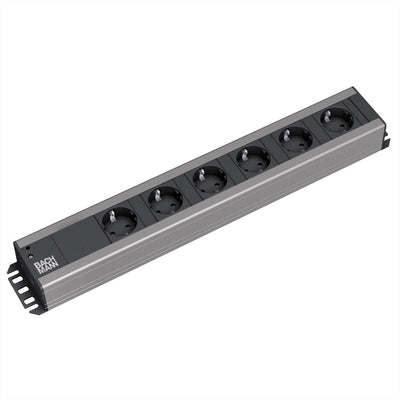 Bachmann Steckdosenleiste 6-fach Schutzkontakt, 19-Zoll-Rack-kompatibel, 2 m