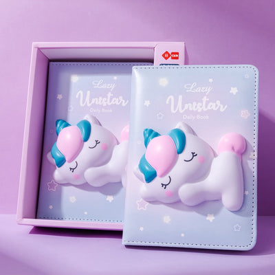 Lazy Stars – Mini-Notizbuch – Squishy-Einhorn – 1 Stück – 96 Blatt