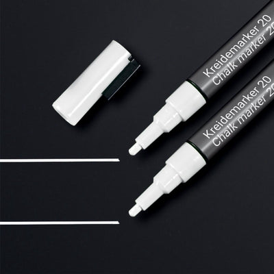 Markenloser Sans-Marque-Sigel-Kreidemarker – weiß – runde Spitze 1–2 mm – 2 Stück – si-ba178